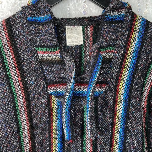 CONFECCIONES ARTILANA Mexican Baja Hoodie Women’s SMALL Rainbow Gray Pocket - Picture 3 of 7